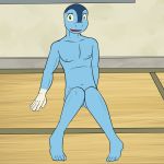  anthro anthrofied froakie fuze gym hi_res male nintendo nude pok&eacute;mon pok&eacute;mon_(species) pok&eacute;morph pose sitting sport video_games volleyball window 