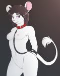  breasts capseys collar dark_hair female fur leash mammal mouse petplay rodent roleplay solo white_fur 