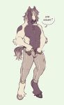  anthro bare_chest bottomwear clothing clydesdale dominant dominant_male draft_horse equid equine fetlocks hi_res hooves horse how_hungry... hungry implied_oral kinksiyo male mammal mane murphythehonse pants smile smirk solo tail unzipping 