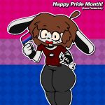  2024 bisexual button_nose checkered checkered_background choker clothing colored_nails female femboy feri_the_bunny feridoodles6 flag flag_(object) freckled_face freckles frederick frederick_the_bunny hair happy holding_flag holding_object humanoid jewelry lagomorph leggings legwear leporid lgbt_pride lgbt_pride_month looking_at_viewer low_res male mammal nails necklace open_mouth pale_skin pattern_background pride_colors rabbit shirt simple_background solo spades_(suit) suit_symbol t-shirt tail text thick_thighs topwear 