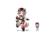  1girl animal_nose bare_shoulders body_fur celris_(clover_theater) chibi clover_theater detached_sleeves full_body furry furry_female green_eyes long_hair long_sleeves looking_at_viewer official_art pink_fur twintails two-tone_fur white_fur white_hair white_sleeves 