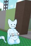  :3 blep blue_body breasts censored domestic_cat featureless_crotch felid feline felis female glistening glistening_body mammal meko nude partially_submerged roblox simple_eyes simple_face slightly_chubby solo tail tongue tongue_out white_body 