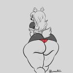  anthro antlers big_butt bottomwear butt cellulite clothed clothing deer deltarune female hair hi_res horn huge_butt ineffective_bottomwear ineffective_clothing long_hair low-angle_view luminared mammal miniskirt monochrome monster new_world_deer noelle_holiday panties reindeer skirt solo sweater thick_thighs topwear underbutt undertale_(series) underwear upskirt vest worm&#039;s-eye_view 