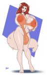  anthro big_breasts bikini boosterpang breasts bulge canine clothing dickgirl huge_breasts humanoid_penis intersex looking_at_viewer makeup mammal nipples penis sheer_clothing sling_bikini smile solo standing swimsuit translucent transparent_clothing voluptuous wide_hips 