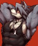  abs absurd_res anthro black_clothing black_shirt black_tank_top black_topwear blush canid canine canis clothed clothing dog_tags domestic_dog fluffy fur grey_body grey_fur grey_hair grin hair hi_res husky jewelry jwbash kouya_(morenatsu) looking_at_viewer male mammal morenatsu multicolored_body multicolored_fur muscular muscular_anthro muscular_arms muscular_male necklace nordic_sled_dog pecs shirt simple_background smile smirk solo spitz tan_body tan_fur tank_top topwear two_tone_body two_tone_fur yellow_eyes 