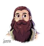  1boy beard beard_over_mouth cropped_shoulders dungeon_meshi dwarf facial_hair highres long_beard looking_to_the_side male_focus mature_male msf_(felsmlll) mustache senshi_(dungeon_meshi) solo thick_mustache very_long_beard wide-eyed wrinkled_skin 