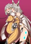  2girls animal_ears belly big_belly blush breast_grab chained chains groping inflation licking multiple_girls niyah open_mouth pregnant restrained selfcest silver_hair sweatdrop tongue tongue_out xenoblade xenoblade_2 yuri 