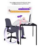  absurd_res anthro bassenji bottomwear chair clothed clothing computer desk dialogue electronics english_text erection erection_under_clothing fully_clothed furniture hair hi_res male pants pink_hair ponytail shirt solo table text topwear 