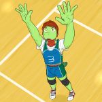  anthro anthrofied clothing fuze gym hair hi_res jumping male nintendo pok&eacute;mon pok&eacute;mon_(species) pok&eacute;morph shirt solo sport t-shirt tank_top treecko uniform video_games volleyball 