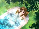  artist_request bath bathtub day forest grass nature nude outdoors solo tree tsukihime yumizuka_satsuki 