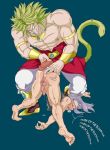  2boys aftersex alphalightbearer anal anus ass barefoot blonde_hair bottomless cum cum_in_ass cumdrip dragon_ball erection evil_grin exhausted gaping grin male_focus multiple_boys muscle pecs penis purple_hair size_difference teeth tongue tongue_out yaoi 