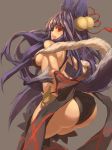  animal_ears ass bare_shoulders bell black_hair blue_hair blush bow breasts eyebrows_visible_through_hair fox_ears fox_tail from_behind gloves granblue_fantasy hair_bell hair_ornament highres large_breasts long_hair looking_at_viewer looking_back osabachan red_eyes red_ribbon ribbon smile solo tail thighhighs very_long_hair yuel_(granblue_fantasy) 