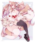  :p animal_ears artist_name bandaged_arm bandages bandaid_on_breast bandaid_on_shoulder bell black_legwear breasts brown_hair choker chon_(chon33v) cleavage commentary_request dated floral_print fox_ears fox_mask fox_tail frilled_sleeves frills hair_between_eyes highres jingle_bell kiseru kitsune large_breasts looking_at_viewer mask mask_on_head obi original pipe red_eyes red_ribbon ribbon ribbon_choker sash sidelocks solo tail thighhighs tongue tongue_out twintails zouri 