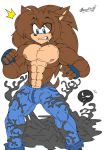  ! 123done4 ambiguous_gender attack bulge clothed clothing duo goo hedgehog izacmafia jeans male mammal muscular pants rubber scared skimpy symbiote topless 