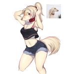  anthro booboo34 canine clothing collar dog female fur mammal saluki simple_background solo swimsuit white_fur witchpuppy 