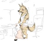  2018 anthro anus barely_visible_genitalia blush bottomless butt caprine chair claws clothed clothing crossgender desk disney drooling duo ear_grab eyes_closed fan_character fellatio female forced forced_oral hyena inside kneeling looking_pleasured male male/female male_penetrating mammal motion_lines nobby_(artist) office_chair oral oral_penetration ozzy_(weaver) pack_street partially_colored penetration pussy remmy_cormo saliva sex sheep standing subtle_pussy sweat thrusting toe_claws tongue tongue_out wool zootopia 