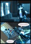  3d_(artwork) anthro arms_tied black_hair blue_body blue_fur bottomwear bound chain clothing comic dialogue digital_media_(artwork) english_text felix_(striped_sins) female fur ghostly hair hi_res imagination jacket leather leather_clothing leather_jacket leather_topwear mammal markings midriff pants procyonid purple_eyes raccoon ryder_(striped_sins) sad shirt solo speech_bubble striped_markings striped_sins striped_tail stripes subconscious t-shirt tail tail_markings talking_to_self tank_top text topwear url willitfit 