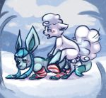  alolan_vulpix anal anal_penetration balls blush breath clothing duo eeveelution feral feral_on_feral from_behind_position glaceon half-closed_eyes leg_warmers legwear looking_back male male/male nintendo open_mouth outside panting penetration penis pocketpaws pok&eacute;mon pok&eacute;mon_(species) raised_leg regional_variant sex smile snow tongue tongue_out video_games 