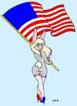  2007 anthro butt clothing david_a_cantero female flag fur hair hi_res lagomorph legwear long_hair looking_at_viewer looking_back mammal nude rabbit rear_view simple_background solo stockings voluptuous 