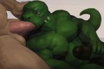  anthro balls duo erection faceless_male fellatio human human_on_anthro humanoid_penis interspecies lizard male male/male mammal masturbation muscular muscular_male nude open_mouth oral penis reptile rowf scalie sex 