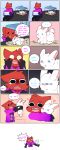  anthro bisqitsu bite blue_eyes blush canine clothed clothing comic cute duo english_text feral fluffy fox fully_clothed hooded_jacket hoodie humor invalid_tag jacket lagomorph male mammal parody pyrocynical rabbit shirt speech_bubble tears text 