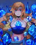  blonde_hair blue_eyes breasts celes_chere cleavage commentary_request elbow_gloves final_fantasy final_fantasy_vi gloves groin long_hair medium_breasts midriff navel solo sunagimo_(nagimo) 