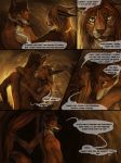  5_fingers anthro brown_eyes brown_fur brown_hair canine caracal clothed clothing comic detailed_background digital_media_(artwork) english_text feline fox fur green_eyes hair hug mammal orange_fur smile standing tatiilange text whiskers 