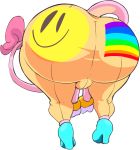  2018 bent_over big_butt boon_(vimhomeless) bracelet butt clothing equine footwear fur gloves high_heels horn huge_butt jewelry legwear male mammal pink_fur presenting presenting_hindquarters rainbow_flag rainbow_symbol rear_view shoes smiley_face thick_thighs tight_clothing unicorn vimhomeless voluptuous wide_hips 