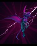  2017 black_bars digital_media_(artwork) feral hair hooves horn hybrid membranous_wings purple_eyes purple_hair purplesplash1372 simple_background smile solo wings 