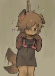 animal_humanoid arthropod blush canid canid_humanoid clothed clothing cute_fangs female flea fully_clothed gorarati harness humanoid imminent_death insect mammal mammal_humanoid my_name_is_your_choice noose simple_background solo tail tail_motion tailwag tired_eyes