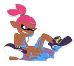  angry anthro anus balls brown_skin cephalopod clothing erection footwear hi_res humanoid inkling jerseydevil male marine mask messy mostly_nude nintendo not_furry penis pointy_ears ponytail purple_eyes shoes splatoon spreading squid sweat tentacle_hair tentacles video_games 