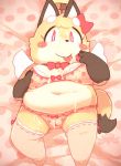  anthro bedding better_version_at_source bra breasts brown_fur canine clothing cub cum cum_on_body cum_on_breasts cum_on_face eating female food fox fruit fur kemono legwear mammal navel panties rantan_chan ribbons slightly_chubby socks strawberry tenshi_chan thigh_socks tongue tongue_out underwear white_fur young 