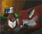  alcohol beverage canine cigar corsack female feral fox mammal pinita red_fox smoking solo traditional_media_(artwork) 