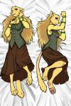  3_toes anthro breasts claws clothed clothing dakimakura_design feet feline female fully_clothed fur guoh hair khajiit long_hair lying mammal multiple_poses oblivion on_back on_side pawpads paws pose prequel rajirra sitting solo the_elder_scrolls toe_claws toes video_games webcomic yellow_fur 