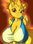  2018 anthro big_breasts bottomless breasts cleavage clothed clothing digital_media_(artwork) equine female friendship_is_magic hair hi_res mammal multicolored_hair my_little_pony nipple_bulge pegasus solo spitfire_(mlp) suirano two_tone_hair wings wonderbolts_(mlp) 