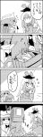  3girls 4koma backpack bag cirno comic commentary_request daiyousei fairy_wings greyscale hat highres kamishirasawa_keine letty_whiterock long_hair looking_at_another monochrome multicolored_hair multiple_girls puffy_short_sleeves puffy_sleeves randoseru scarf shaded_face short_hair short_sleeves shouting side_ponytail skirt skirt_set smile streaked_hair sweat tani_takeshi touhou translation_request wings yukkuri_shiteitte_ne 