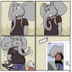  2018 anthro clothed clothing elephant female male mammal mouse open_mouth ragdoll_(study_partners) rodent skunk study_partners thunderouserections trunk tusks 