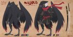  aledonrex avian bird blue_eyes claws corvid crow feathers katana male melee_weapon samurai scar solo sword thrakos weapon wings 