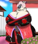 accipitrid accipitriform alythewolfcat anthro avian big_breasts bird breasts eagle elara female geisha hi_res huge_breasts hyper hyper_breasts overweight overweight_female philippine_eagle rose_hair solo wide_hips