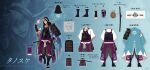  1boy aqua_background aqua_haori armor black_pants character_name commentary_request dare_ga_tame_no_alchemist from_behind full_body grey_eyes grey_hair haori highres hood hood_up japanese_armor japanese_clothes katana looking_at_viewer male_focus official_art open_mouth pants profile reference_sheet second-party_source sheath sheathed shiro_(castle.gumi) short_hair shoulder_armor simple_background sword tanosuke_(dare_ga_tame_no_alchemist) weapon wide_sleeves 