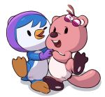  anthro avian beaver bird bow buckteeth cub duo female female/female hair hand_holding hat intest looking_at_viewer loopy lying mammal mittens on_side open_mouth penguin petty pororo_the_little_penguin presenting pussy raised_leg rodent teeth young 