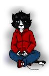  anthro candyvampyyri cat clothing feline footwear hoodie jeans male male_pregnancy mammal pants pregnant shoes sitting solo tuxedo_cat video_games wolfdog999 zack 