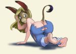  2013 animal_humanoid barefoot blonde_hair blue_eyes breasts butt clothing donkey equine female hair humanoid lampwick13 mammal nipples pants raised_tail simple_background solo surprise torn_clothing transformation white_background 