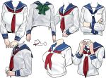  breasts character_sheet flat_chest large_breasts neckerchief original sailor_collar saki school_uniform serafuku shisoneri upper_body 