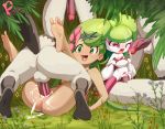  anthro balls blush breasts butt cum cum_in_mouth cum_in_pussy cum_inside cum_on_face erection feet female female_on_anthro flower grass green_eyes green_hair hair human human_on_anthro interspecies long_hair male male/female mallow_(pokemon) mammal masterploxy navel nintendo nipples nude one_eye_closed open_mouth outside passimian penetration penis pink_eyes plant pok&eacute;mon pok&eacute;mon_(species) pussy saliva sex signature small_breasts smile spread_legs spreading steenee teeth text tongue tongue_out tree uncensored vaginal vaginal_penetration video_games 