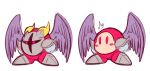  ambiguous_gender armor blush_sticker boots cilvia_mirell clothing feathered_wings feathers footwear galacta_knight horn kirby_(series) mask multiple_scenes nintendo not_furry pauldron red_body red_eyes rosy_cheeks simple_background solo video_games waddle_dee waddling_head white_background wings 