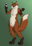  animal_genitalia anthro balls canine evil_grin fox male mammal nude ranged_weapon raygun sheath smile weapon 