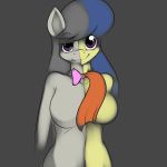  2013 anthro anthrofied black_hair blue_hair bow_tie breasts digital_media_(artwork) earth_pony equine female fiddlesticks_(mlp) friendship_is_magic fusion hair hi_res horse kloudmutt mammal my_little_pony navel octavia_(mlp) pony purple_eyes split_image split_personality 