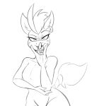  2017 2_tongues anthro bubbly_gum_(oc) equine fan_character girly jrvanesbroek male mammal monochrome multi_tongue my_little_pony nude piercing saliva tail_wraps tongue tongue_piercing wide_hips wraps zebra 