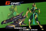 2022 5_fingers anthro anubian_jackal anumaati black_body black_fur black_nose blonde_hair bodysuit breasts canid canine canis clothed clothed_anthro clothed_female clothing english_text female fingers fur hair hovercraft humanoid_hands jackal khopesh mammal melee_weapon skinsuit solo standing sword tail text tight_clothing toughset vehicle weapon